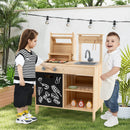 Wooden Barbecue Grill Playset with Chalkboard and Sink and Cabinet-Natural by LJGDeals