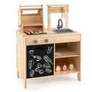 Wooden Barbecue Grill Playset with Chalkboard and Sink and Cabinet-Natural by LJGDeals