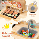 Wooden Barbecue Grill Playset with Chalkboard and Sink and Cabinet-Natural by LJGDeals