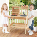Wooden Barbecue Grill Playset with Play Food and Open Shelves-Natural by LJGDeals