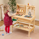 Wooden Barbecue Grill Playset with Play Food and Open Shelves-Natural by LJGDeals
