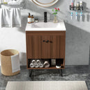 25 Inch Wooden Bathroom Storage Cabinet with Sink-Walnut by LJGDeals