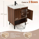 25 Inch Wooden Bathroom Storage Cabinet with Sink-Walnut by LJGDeals