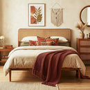 Queen Rattan Headboard Bed Frame with Wood Slat Support by LJGDeals