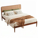 Queen Rattan Headboard Bed Frame with Wood Slat Support by LJGDeals