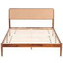 Queen Rattan Headboard Bed Frame with Wood Slat Support by LJGDeals