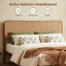 Queen Rattan Headboard Bed Frame with Wood Slat Support by LJGDeals