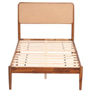 Queen Rattan Headboard Bed Frame with Wood Slat Support by LJGDeals
