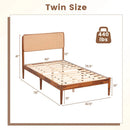 Queen Rattan Headboard Bed Frame with Wood Slat Support by DirectDeals