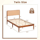 Queen Rattan Headboard Bed Frame with Wood Slat Support by LJGDeals
