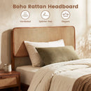 Queen Rattan Headboard Bed Frame with Wood Slat Support by LJGDeals