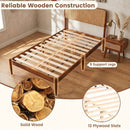 Queen Rattan Headboard Bed Frame with Wood Slat Support by DirectDeals