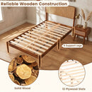 Queen Rattan Headboard Bed Frame with Wood Slat Support by LJGDeals