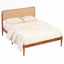 Queen Rattan Headboard Bed Frame with Wood Slat Support by LJGDeals