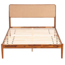 Queen Rattan Headboard Bed Frame with Wood Slat Support by DirectDeals