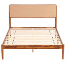 Queen Rattan Headboard Bed Frame with Wood Slat Support by LJGDeals