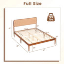 Queen Rattan Headboard Bed Frame with Wood Slat Support by DirectDeals