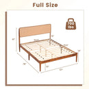 Queen Rattan Headboard Bed Frame with Wood Slat Support by LJGDeals