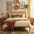 Queen Rattan Headboard Bed Frame with Wood Slat Support by DirectDeals