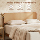 Queen Rattan Headboard Bed Frame with Wood Slat Support by LJGDeals