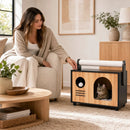 Wooden Cat House with Scratching Post and Cushion by LJGDeals