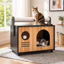 Wooden Cat House with Scratching Post and Cushion by LJGDeals