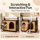 Wooden Cat House with Scratching Post and Cushion by LJGDeals
