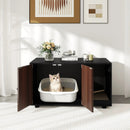Wooden Cat Litter Box Enclosure Hidden Litter Box Furniture with Scratching Board by LJGDeals