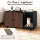 Wooden Cat Litter Box Enclosure Hidden Litter Box Furniture with Scratching Board by LJGDeals