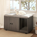 Wooden Cat Litter Box Enclosure Hidden Litter Box Furniture with Scratching Board by LJGDeals
