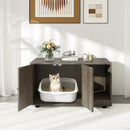Wooden Cat Litter Box Enclosure Hidden Litter Box Furniture with Scratching Board by LJGDeals