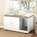 Wooden Cat Litter Box Enclosure Hidden Litter Box Furniture with Scratching Board by LJGDeals