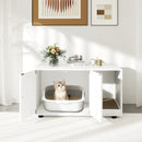 Wooden Cat Litter Box Enclosure Hidden Litter Box Furniture with Scratching Board by LJGDeals