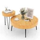 2 Set of Wooden Coffee Table with Metal Legs and Adjustable Foot Pads by LJGDeals