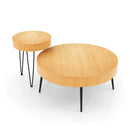 2 Set of Wooden Coffee Table with Metal Legs and Adjustable Foot Pads by LJGDeals