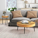 2 Set of Wooden Coffee Table with Metal Legs and Adjustable Foot Pads by LJGDeals
