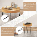 2 Set of Wooden Coffee Table with Metal Legs and Adjustable Foot Pads by LJGDeals