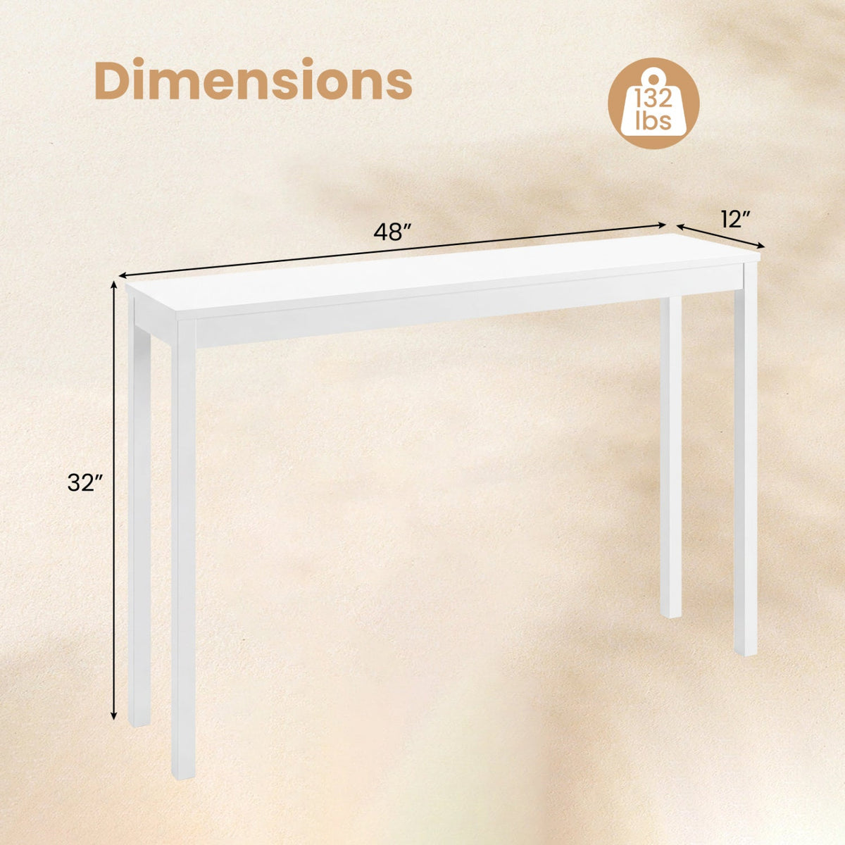 Wooden Console Table Modern Farmhouse Sofa Table with Thickened Top, photo 12 of 16