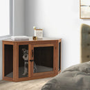 Corner Dog Kennel with Mesh Door and Cushion-Brown by LJGDeals