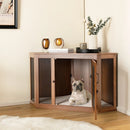 Corner Dog Kennel with Mesh Door and Cushion-Brown by LJGDeals
