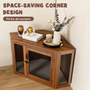 Corner Dog Kennel with Mesh Door and Cushion-Brown by LJGDeals