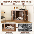 Corner Dog Kennel with Mesh Door and Cushion-Brown by LJGDeals