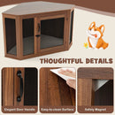 Corner Dog Kennel with Mesh Door and Cushion-Brown by LJGDeals