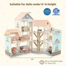 Wooden Corner Dollhouse Playset with 41 Pieces of Accessories for Kids 3+ Years Old-Orange by LJGDeals