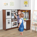 Wooden Corner Play Kitchen with Water Circulation System and Lights-Brown by LJGDeals