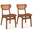 Wooden Dining Chair Set of 2 with Breathable Mesh Cane Backrest-Walnut by LJGDeals