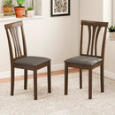 Wooden Dining Chairs Set of 2 with Linen Fabric Upholstered and Rubber Wood Frame-Brown by LJGDeals
