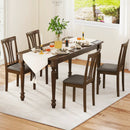 Wooden Dining Chairs Set of 2 with Linen Fabric Upholstered and Rubber Wood Frame-Brown by LJGDeals