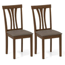 Wooden Dining Chairs Set of 2 with Linen Fabric Upholstered and Rubber Wood Frame-Brown by LJGDeals