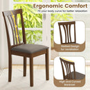 Wooden Dining Chairs Set of 2 with Linen Fabric Upholstered and Rubber Wood Frame-Brown by LJGDeals